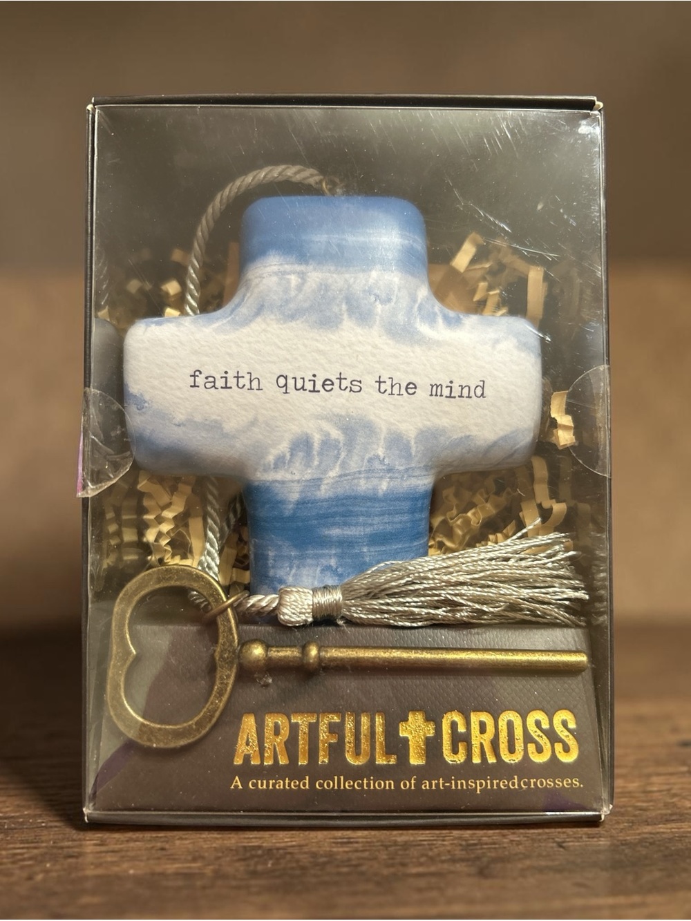 Demdaco Artful Cross Faith Quiets The Mind Hanging Or Desktop Key Stand